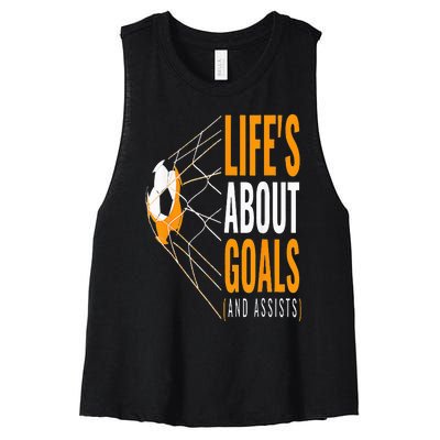 Soccer  For  Life's About Goals  Soccer Women's Racerback Cropped Tank