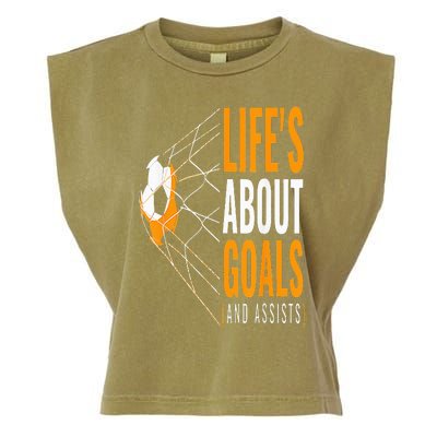 Soccer  For  Life's About Goals  Soccer Garment-Dyed Women's Muscle Tee