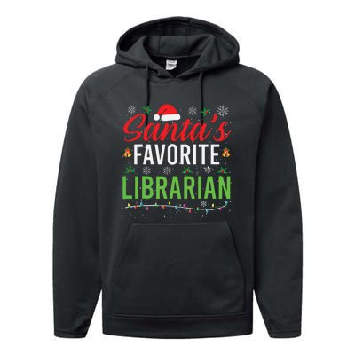 Santas Favorite Librarian Cute Book Lover Christmas Gifts Performance Fleece Hoodie