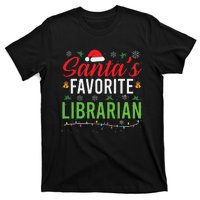 Santas Favorite Librarian Cute Book Lover Christmas Gifts T-Shirt