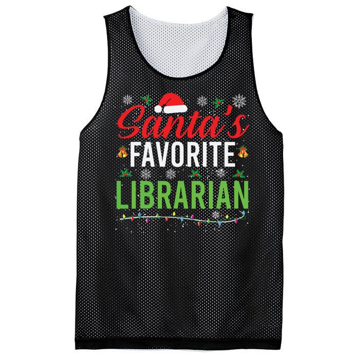 Santas Favorite Librarian Cute Book Lover Christmas Gifts Mesh Reversible Basketball Jersey Tank