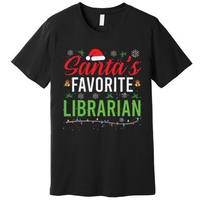 Santas Favorite Librarian Cute Book Lover Christmas Gifts Premium T-Shirt