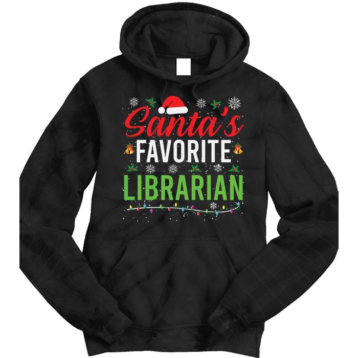 Santas Favorite Librarian Cute Book Lover Christmas Gifts Tie Dye Hoodie