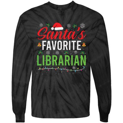 Santas Favorite Librarian Cute Book Lover Christmas Gifts Tie-Dye Long Sleeve Shirt