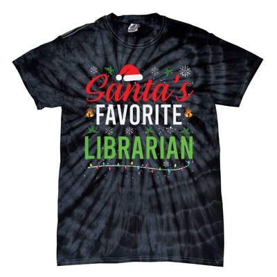 Santas Favorite Librarian Cute Book Lover Christmas Gifts Tie-Dye T-Shirt