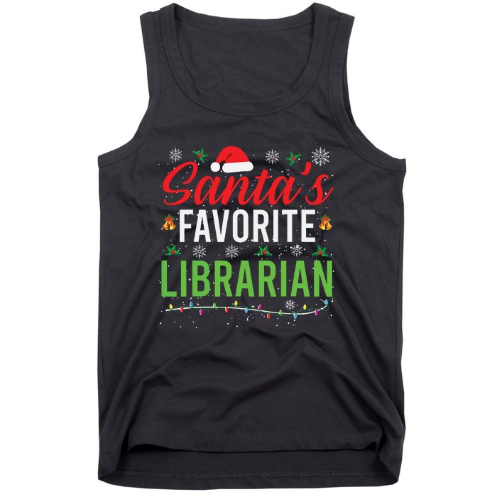 Santas Favorite Librarian Cute Book Lover Christmas Gifts Tank Top