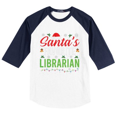 Santas Favorite Librarian Cute Book Lover Christmas Gifts Baseball Sleeve Shirt