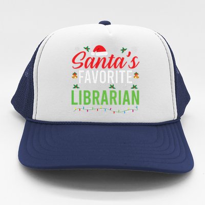 Santas Favorite Librarian Cute Book Lover Christmas Gifts Trucker Hat