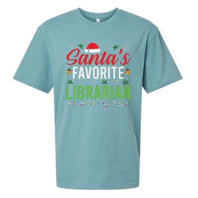 Santas Favorite Librarian Cute Book Lover Christmas Gifts Sueded Cloud Jersey T-Shirt