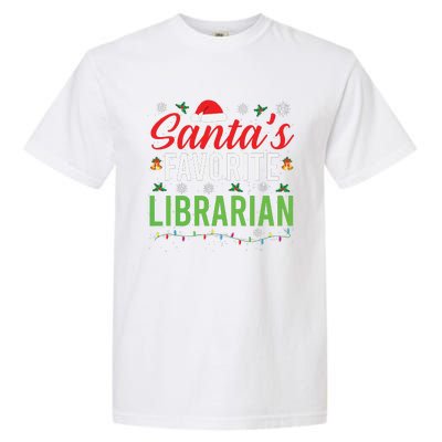 Santas Favorite Librarian Cute Book Lover Christmas Gifts Garment-Dyed Heavyweight T-Shirt