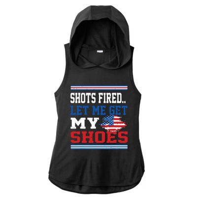 Shots Fired Let Me Get My Shoes Ladies PosiCharge Tri-Blend Wicking Draft Hoodie Tank