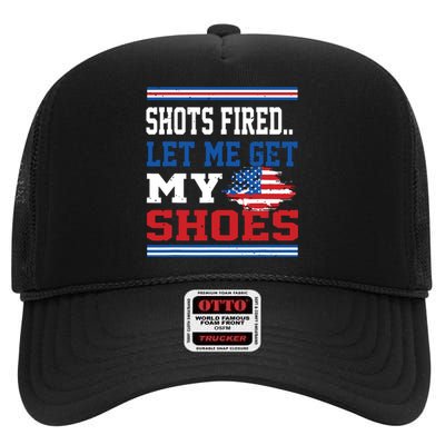 Shots Fired Let Me Get My Shoes High Crown Mesh Back Trucker Hat