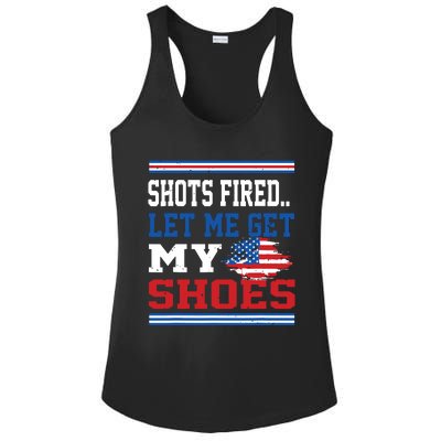 Shots Fired Let Me Get My Shoes Ladies PosiCharge Competitor Racerback Tank