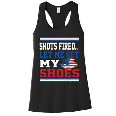 Shots Fired Let Me Get My Shoes Women's Racerback Tank