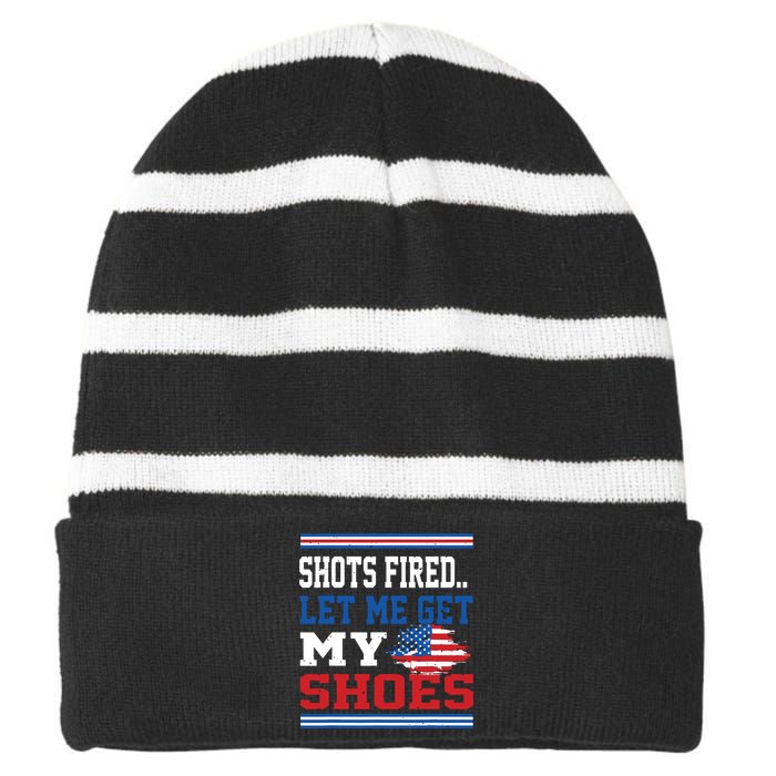 Shots Fired Let Me Get My Shoes Striped Beanie with Solid Band