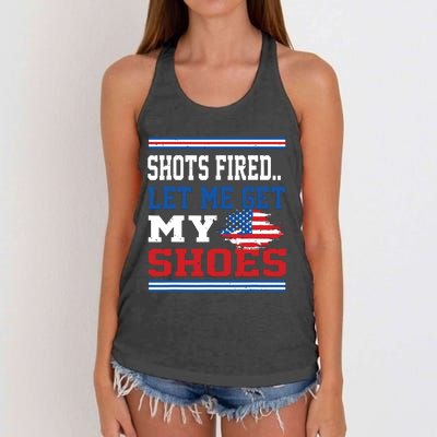 Shots Fired Let Me Get My Shoes Women's Knotted Racerback Tank