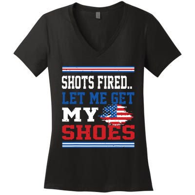 Shots Fired Let Me Get My Shoes Women's V-Neck T-Shirt