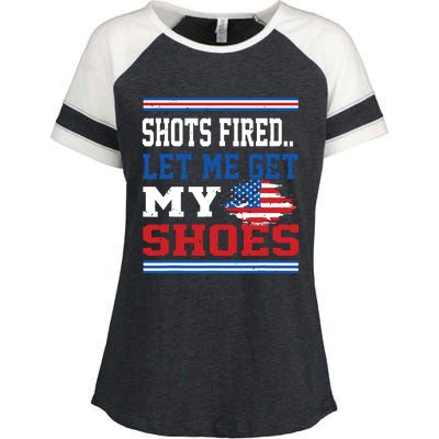 Shots Fired Let Me Get My Shoes Enza Ladies Jersey Colorblock Tee