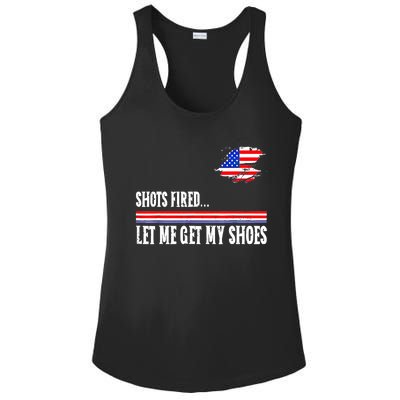 Shots Fired Let Me Get My Shoes Ladies PosiCharge Competitor Racerback Tank