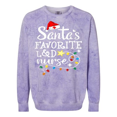 SantaS Favorite L And D Nurse Christmas Cute Gift Colorblast Crewneck Sweatshirt