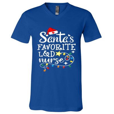 SantaS Favorite L And D Nurse Christmas Cute Gift V-Neck T-Shirt