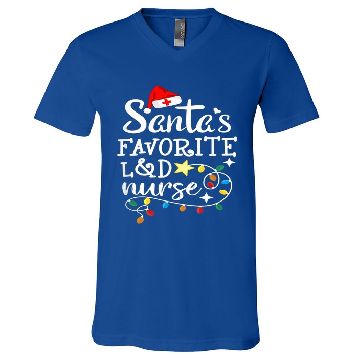 SantaS Favorite L And D Nurse Christmas Cute Gift V-Neck T-Shirt