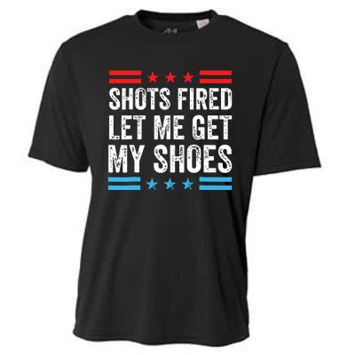 Shots Fired Let Me Get My Shoes Cooling Performance Crew T-Shirt