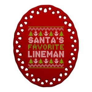 Santa Favorite Line Xmas Holiday Ugly Christmas Gift Ceramic Oval Ornament