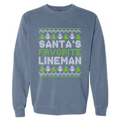 Santa Favorite Line Xmas Holiday Ugly Christmas Gift Garment-Dyed Sweatshirt