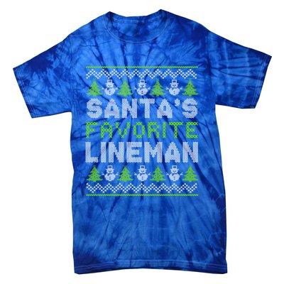 Santa Favorite Line Xmas Holiday Ugly Christmas Gift Tie-Dye T-Shirt