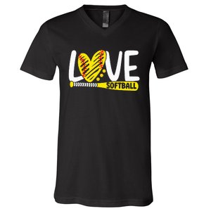 Softball For Love Softball V-Neck T-Shirt