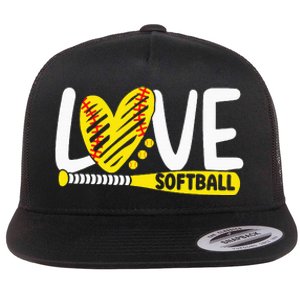 Softball For Love Softball Flat Bill Trucker Hat