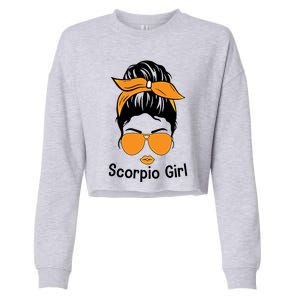 Scorpio Face Leopard Bandana Wink Eye Gift Cropped Pullover Crew