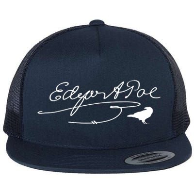 Signature Famous Literary Poet Gift Raven Flat Bill Trucker Hat