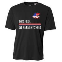 Shots Fired Let Me Get My Shoes Cooling Performance Crew T-Shirt