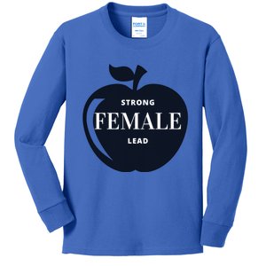 Strong Female Lead Big Apple Funny Feminist Holiday Gift Kids Long Sleeve Shirt