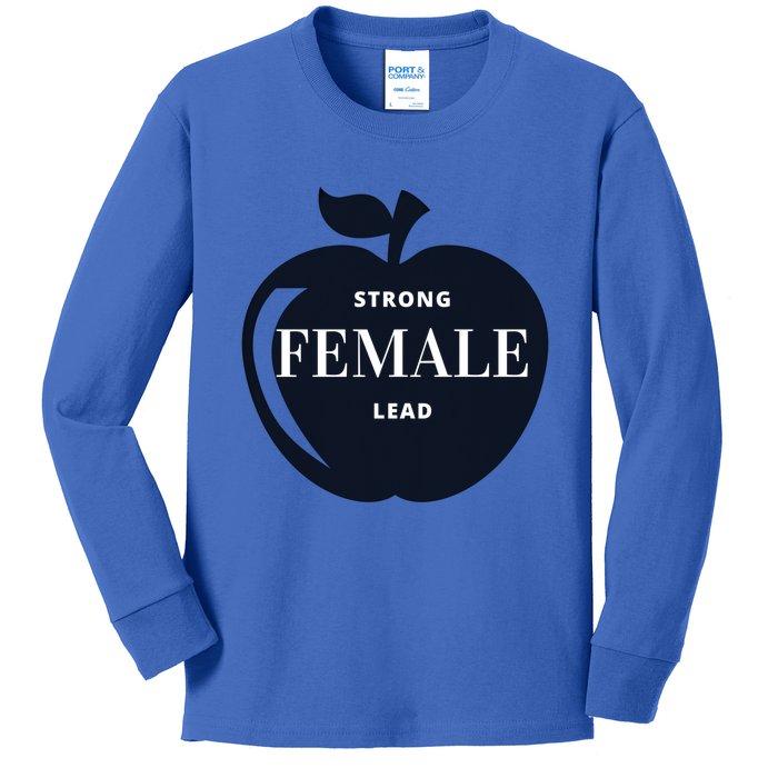 Strong Female Lead Big Apple Funny Feminist Holiday Gift Kids Long Sleeve Shirt