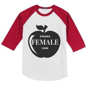 Strong Female Lead Big Apple Funny Feminist Holiday Gift Kids Colorblock Raglan Jersey