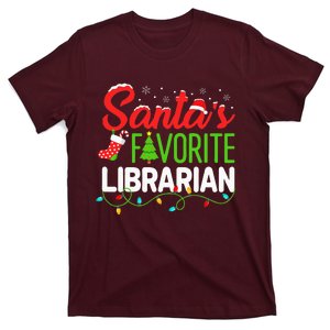 SantaS Favorite Librarian Christmas Library Book Elf Funny T-Shirt