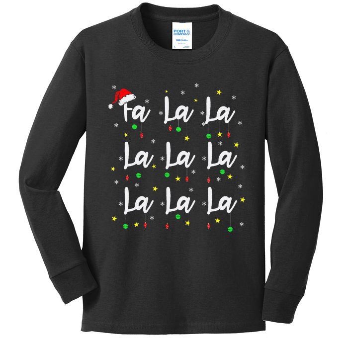 Santa Fa La 8 Fa La La La Christmas Funny Xmas Kids Long Sleeve Shirt