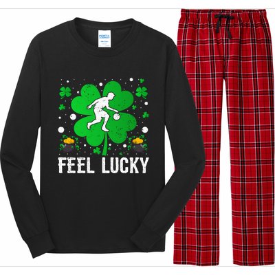 Shamrock Feel Lucky Basketball Player St Patrick's Day Gift Long Sleeve Pajama Set