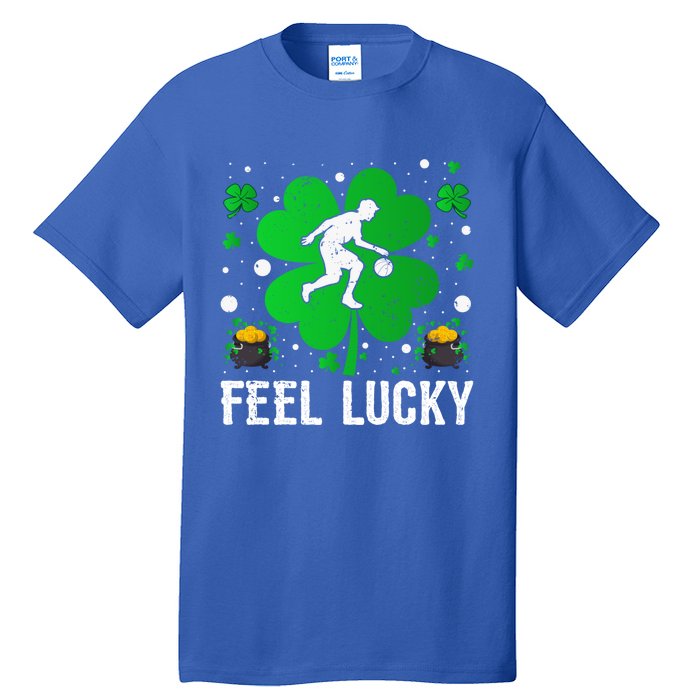 Shamrock Feel Lucky Basketball Player St Patrick's Day Gift Tall T-Shirt