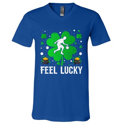 Shamrock Feel Lucky Basketball Player St Patrick's Day Gift V-Neck T-Shirt