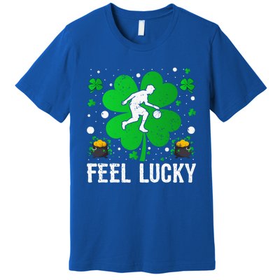 Shamrock Feel Lucky Basketball Player St Patrick's Day Gift Premium T-Shirt