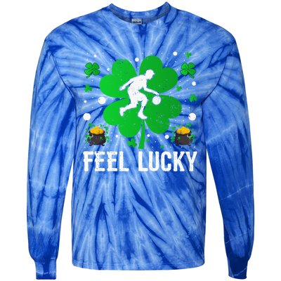 Shamrock Feel Lucky Basketball Player St Patrick's Day Gift Tie-Dye Long Sleeve Shirt