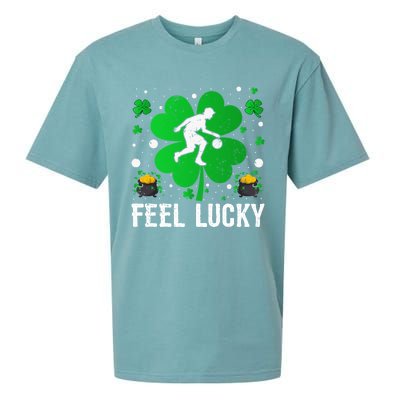 Shamrock Feel Lucky Basketball Player St Patrick's Day Gift Sueded Cloud Jersey T-Shirt