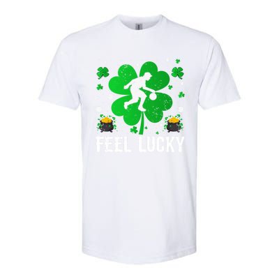 Shamrock Feel Lucky Basketball Player St Patrick's Day Gift Softstyle CVC T-Shirt