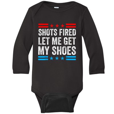 Shots Fired Let Me Get My Shoes Baby Long Sleeve Bodysuit