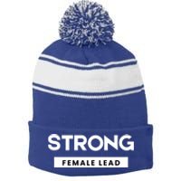 Strong Female Lead Gift Stripe Pom Pom Beanie