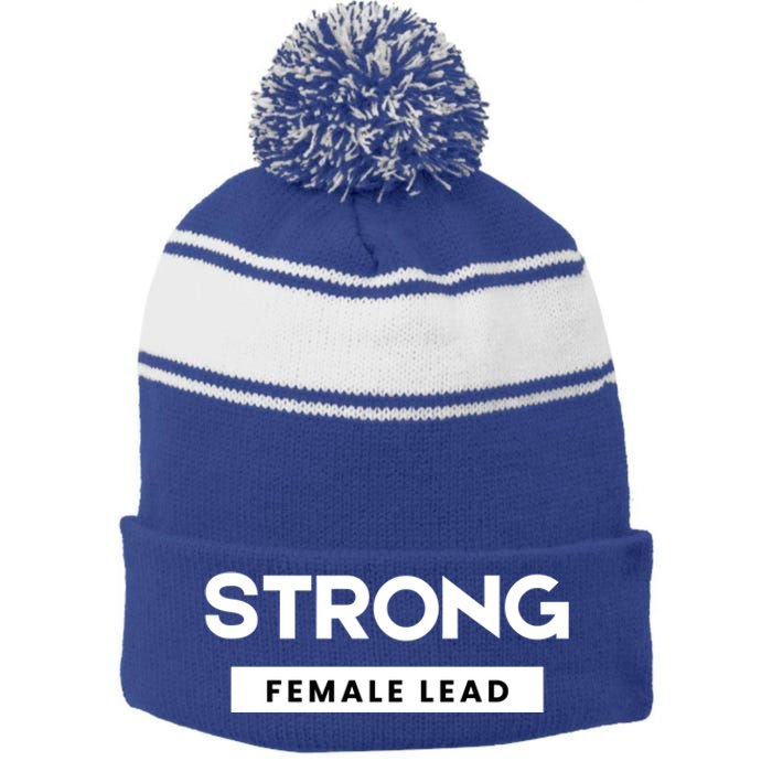 Strong Female Lead Gift Stripe Pom Pom Beanie